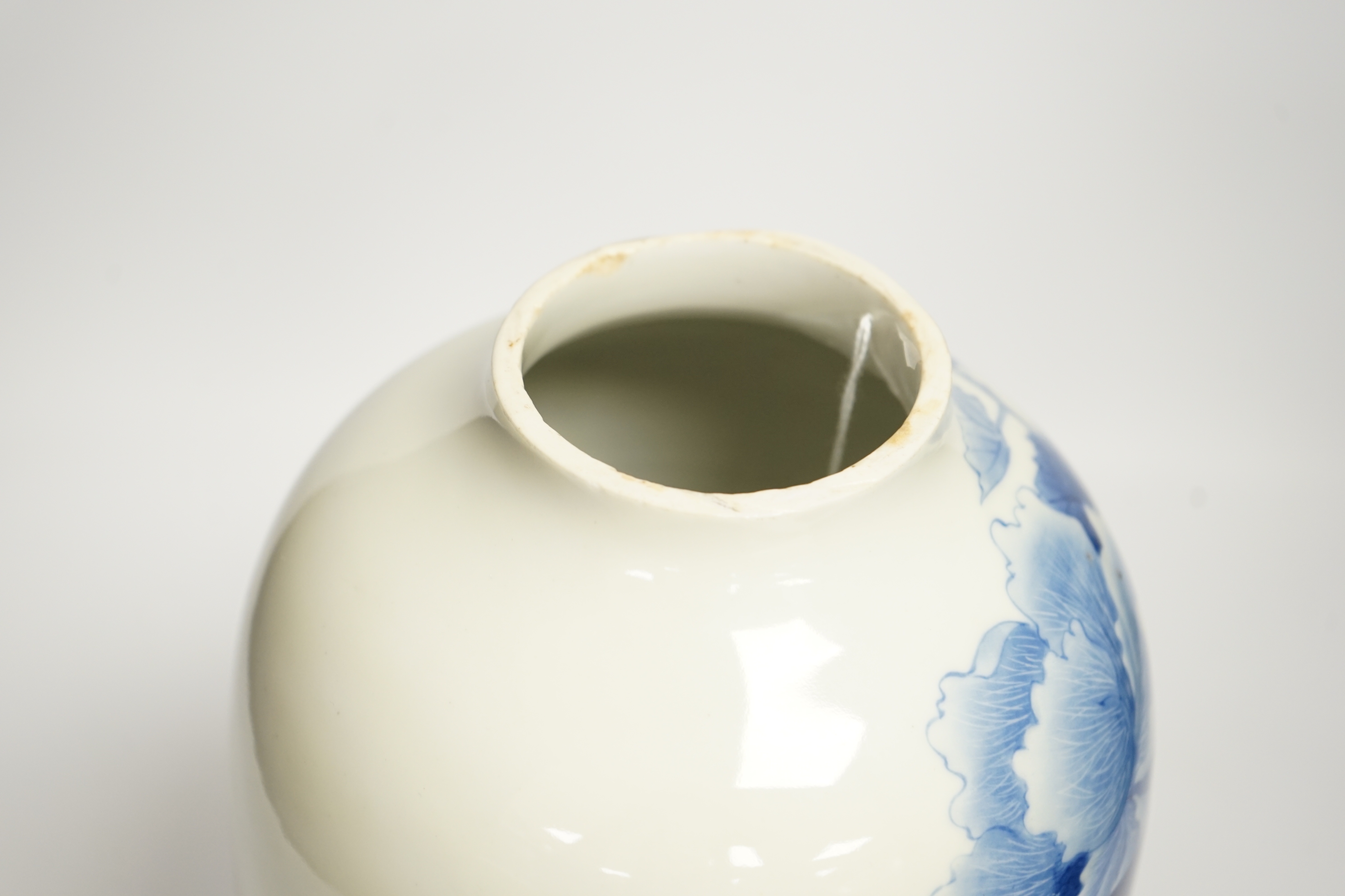 A Japanese Seto blue and white vase, 29cm high